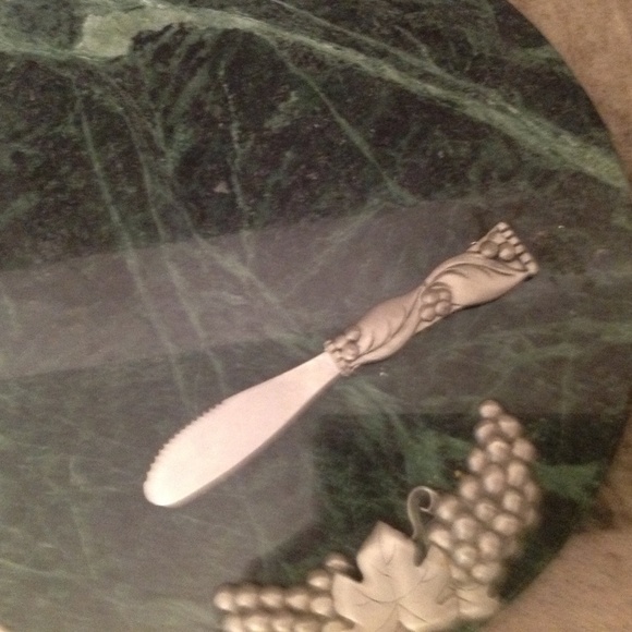 NEW! Vintage Seagull marble and pewter cheese/.hors d'oeuvres server - Picture 1 of 1